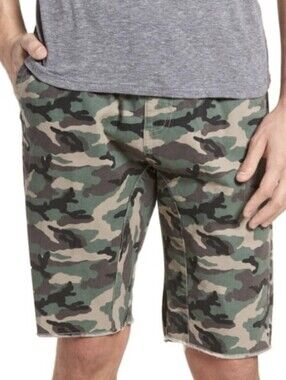 The Rail Men's Cruz Pull On Camo Print Cut Off Shorts TR359908YM Sz XL